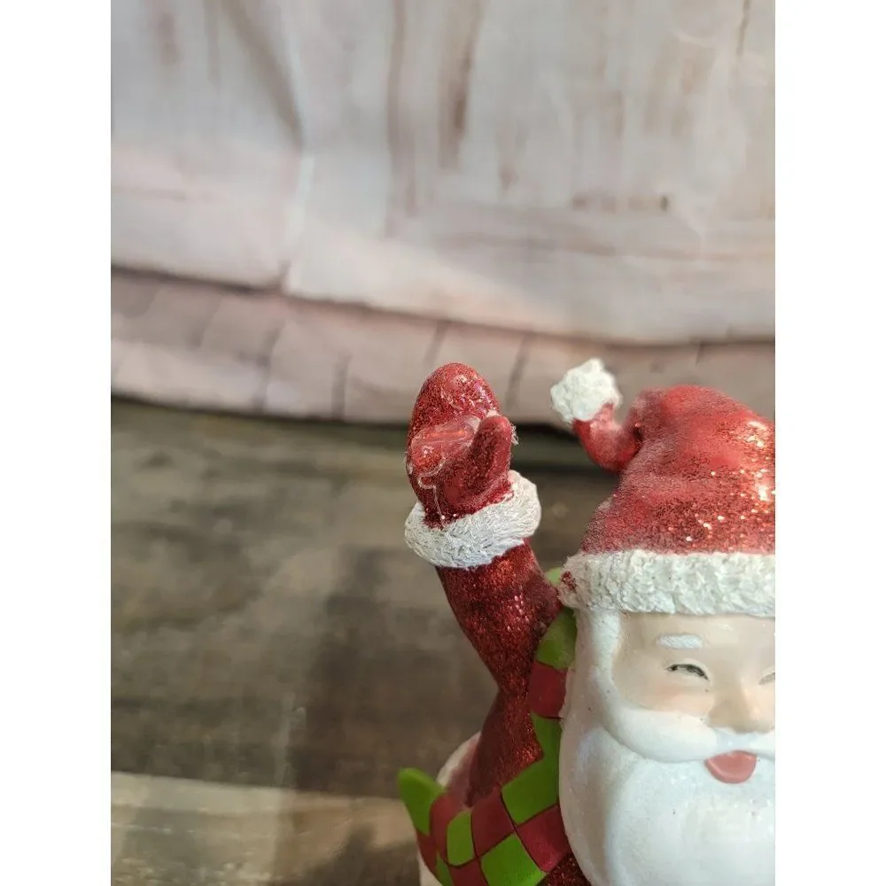 Happy santa AS IS Jolly glitter xmas snow‎ figure decor